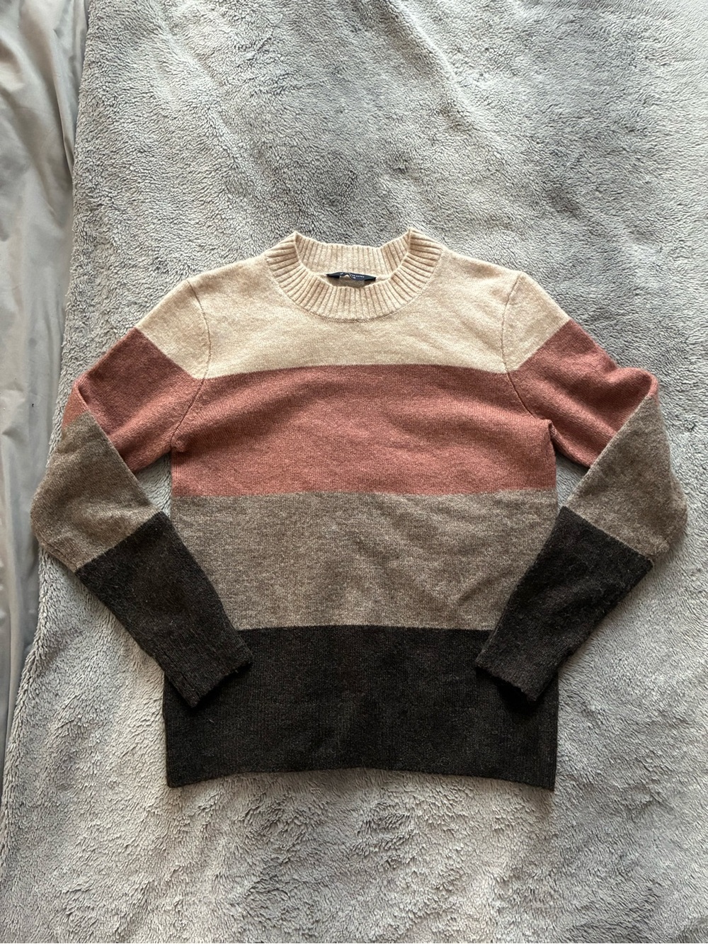 Striped Crewneck Sweater - Cream, Rose, Gray, Charcoal